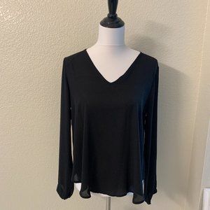 Lush V-Neck Semi Sheer Blouse Excellent Condition